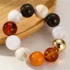 BZ2427 Bohemian Europeu Geométrico Acrílico Nuvem Contas Redondas Colares Pérola de Imitação Elástico Pulseira Feminina