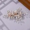 Grampo de Cabelo para Noiva Estilo Floresta Amazônica com Folhas Florais e Design de Contas Feito à Mão, Acessório de Cabelo Versátil para Casamento e Trajes Tradicionais Chineses