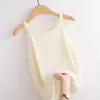 Top interior de punto de seda helada para mujer, modelo nuevo 2025, sin mangas, ajustado, con diseño calado, top sexy