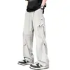 Pantalones Largos Casuales para Hombres y Mujeres 2025 Nuevos de Pierna Ancha Ropa de Trabajo Color Sólido Pantalones de Verano Finos para Hombre Estilo Americano Sueltos Pantalones de Paracaidista