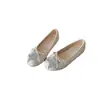 Bailarinas acolchadas con lazo estilo Chanel para mujer, nuevo modelo 2026, estilo dulce francés versátil, zapatos planos de punta redonda