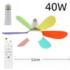 Luz de ventilador de techo pequeña silenciosa para el hogar modelo nuevo transfronterizo E27, luz de ventilador de techo inteligente para comedor y dormitorio