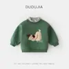 Moletom Espesso para Bebê Dudu, Novo Estilo de Inverno para Meninos, Camisa de Lã para Aquecimento no Inverno, Peça Superior de Inverno Estilosa e Moderna para Meninas
