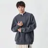 Sudadera Pulóver de Cuello Redondo 2025 Otoño Nueva Falsa de Dos Piezas Cuello en V Profundo Holgada Estilo Japonés Retro Camiseta Básica Versátil