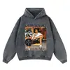 Sudadera con Capucha Retro Batik Estampado de Estrella de Baloncesto Otoño e Invierno Oversize 420g Sudadera de Moda Transfronteriza