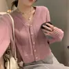 Cardigan Suéter de Tricô Gola V Japonês e Coreano Estilo Retro Solto Doce Nicho Preguiçoso Jaqueta de Botão Moda Estilo Primavera e Outono