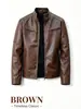 2026 Nueva Chaqueta de Cuero para Motocicleta Ajustada para Hombre de Otoño e Invierno Estilosa Juvenil Moderna Cuello Alto Casual Abrigo de Exportación
