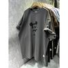 Camiseta de Algodão Puro Estilo Americano Retrô Desenho Animado Redutora de Idade Manga Curta Feminina Nova Primavera e Verão Solta Algodão Puro Meia-manga Top Tendência