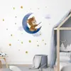BR-YG022 Pegatinas de Pared Autoadhesivas de Estrella Luna Oso Pescador de Dibujos Animados Luminosos Pegatinas Decorativas para Sala de Estar Habitación Infantil