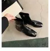 Botas de tornozelo, botas de corte justo, botas estilo coreano para outono e inverno, botas Martin Chelsea marrons, novas botas curtas forradas com fleece, botas de salto alto femininas, estilo francês