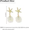 Pendientes de Playa Transfronterizos Europeos y Americanos, Pendientes Creativos Nuevos de Estrella de Mar, Colgantes de Estrella de Mar con Perlas, Joyería Personalizada de Alta Gama