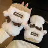 Novas Luvas de Pelúcia com Chifre de Rena de Natal para Mulheres no Inverno, Espessadas e Quentes, Luvas Fofas de Meio Dedo para Estudantes para Ciclismo e Proteção contra o Frio