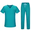 Conjunto de Roupas de Trabalho Médicas Transfronteiriças de Poliéster-Algodão Nianqing Roupas Cirúrgicas Roupas para Lavar à Mão Roupas para Escovar Gola V Roupas de Doutor e Enfermeiro