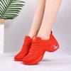 Sapatos de dança vermelhos Four Seasons Mesh Soft Sole Jazz Shoes Tênis de salto médio Sapatos de corrida para salto Sapatos de dança quadrados para adultos