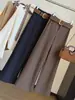Pantalones de traje rectos, de alta gama, elegantes, para mujer, nueva colección de otoño, de cintura alta, elásticos, adelgazantes, con caída fluida, corte estrecho, pierna ancha, pantalones largos casuales