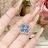 Colar Safira Fluida de Camélia, Anel de Diamante em Prata S925, Brincos Dinâmicos, Pulseira Elegante