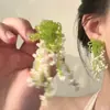 Uma Coleção de Itens Populares do Xiaohongshu! Brincos Longos de Flores com Franjas Estilo Férias de Verão, Brincos Casuais Estilo Doce e Brincos