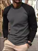Camiseta de Retazos de Manga Larga para Hombre, Nueva de Otoño, Europea y Americana, Impresión 3D, Deportiva Casual, Sudadera, Camiseta de Cuello Redondo