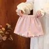 Shorts de Verano para Niñas Moda Infantil de Moda Estilo Coreano Elegante Diseño de Corazón de Encaje Color de Celebridad de Internet Bloqueo de Color Pantalones Cortos Ajustados