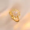 Colar Feminino, Colar da Moda Transfronteiriça Flor de Zircônia Nicho Moda Novo Design Anel Conjunto Temperamento Aço Titânio
