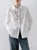 Camisa branca de manga longa solta com gola polo estilo francês para mulheres, cruzamento de fronteira Amazon europeu e americano, camisa versátil profissional e elegante para o trabalho