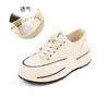 Zapatos de lona de piel de oveja capa interior capa exterior 2026 Otoño nuevo estilo para mujer con suela de aumento de altura zapatos de tacón alto casuales versátiles