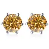 Brincos Femininos em Prata Esterlina 925 com Seis Garras, Estilo Clássico Mais Vendido, Moissanita Colorida com Certificado GRA, Brincos Versáteis, Atacado Transfronteiriço