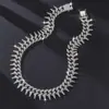 Popular Europeo y Americano Cadena Cubana de Espinas Completamente Diamantada Hip-Hop Exagerado Creativo Elegante 20mm Aleación con Pinchos Collar