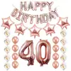Paquete de decoración de fondo para fiesta de cumpleaños feliz en oro rosa para personas de 50, 40, 30 años, con globos digitales grandes de 40 pulgadas