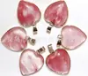 Venta caliente transfronteriza piedra natural ágata piedra de cristal rosa collar con colgante de amor bordeado colgante de corazón de melocotón accesorios de bricolaje