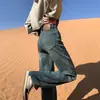 Jeans de Pierna Ancha Estrecha para Mujer Otoño e Invierno 2025 Tendencia Nuevo Cintura Alta Aspecto Adelgazante Pequeños Sueltos Rectos Pantalones Forrados de Polar