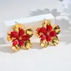 Brincos de flor de aço inoxidável estilo banquete urbano novos brincos de flor stud florais nicho design de luxo leve acessórios femininos