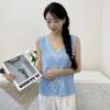 Sentido del Diseño Nicho Chic Chaleco de Punto Hueco para Mujer Ropa Exterior de Verano Chaleco sin Mangas Holgado Combinable Top
