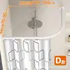Barra telescópica para cortina de ducha sin agujeros, forma de L curva, forma de U, riel curvo, baño, baño, impermeable, ducha, cortina divisoria de ducha