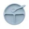 Plato de Cena de Silicona para Niños, Plato de Comida Complementaria de Silicona, Ventosa Reforzada, Plato con Compartimentos, para Bebés y Niños Pequeños