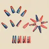 Arte de Unhas Bandeira Estrelas e Listras Dia da Independência 24 Peças Moda Europeia e Americana Unhas Postiças