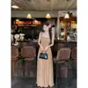 Vestido sexy sem alças para mulheres, estilo resort de verão, malha elegante, vestido longo justo