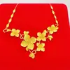 Colar Feminino Banhado a Ouro Vietnamita, Conjunto de Corrente Floral Nova Moda, Joias de Latão Banhado a Ouro Direto do Fabricante