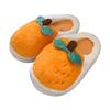 Dibujos Animados Japoneses Lindos Peluches Naranja Algodón Pantuflas Mujer Invierno Hogar Interior Cálido Suela Suave Pantuflas de Dormitorio