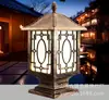 Faro de Pilar de Aluminio Fundido Estilo Europeo con Ventana de Manzana, Diseño de Red de Pescado y Flor, Iluminación LED para Jardín y Paisajismo Exterior