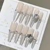 Venta Caliente en Douyin Uñas Portables Largas Francesas Arte de Uñas Hecho a Mano Uñas Puntiagudas Deseo Puro Producto Terminado de Gama Alta Transfronterizo Ojo de Gato Almendra