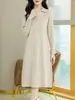 Vestido suéter base de punto transfronterizo 2026 nuevo estilo otoño e invierno, corte holgado, elegante, vestido largo hasta la rodilla