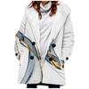 Nuevo abrigo de trench para mujer 2023 estilo europeo y americano venta caliente transfronteriza abrigo con capucha estampado de rayas arcoíris 3D engrosado de invierno