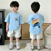 Blusas de Algodão Puro para Crianças Maiores, Roupas de Verão Estilosas e Modernas para Meninos, Camiseta de Verão Infantil de Manga Curta Novo Modelo 2026
