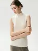 Chaleco de cachemira 100% pura con cuello alto medio para mujer Conyini, nuevo top sin mangas otoño/invierno 2026, prenda interior de color liso