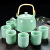 Juego de Té Kung Fu de Cerámica para el Hogar Sencillo Moderno Tetera de Flores Filtro Juego de Té para Té Negro Taza de Té 6 Piezas Grandes