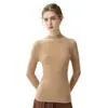 Suéter 100% caxemira pura, peça única sem costura feminina gola semi-alta, novo suéter slim fit de outono e inverno