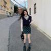 Colete Estilo Preppy Americano 2025 Novo Colete de Tricô Gola V Colete Camada Top de Outono Feminino Tendência