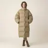 Nueva Chaqueta de Plumón Cálida de Color Puro Versátil para Invierno 2025 Larga hasta la Rodilla Gruesa Ropa Exterior para Mujer