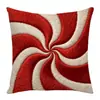 Funda de Cojín Navideña Tonos Rojos Bordado Sintético Árbol de Navidad Ambiente Festivo Decoración Impresión Digital Funda de Cojín